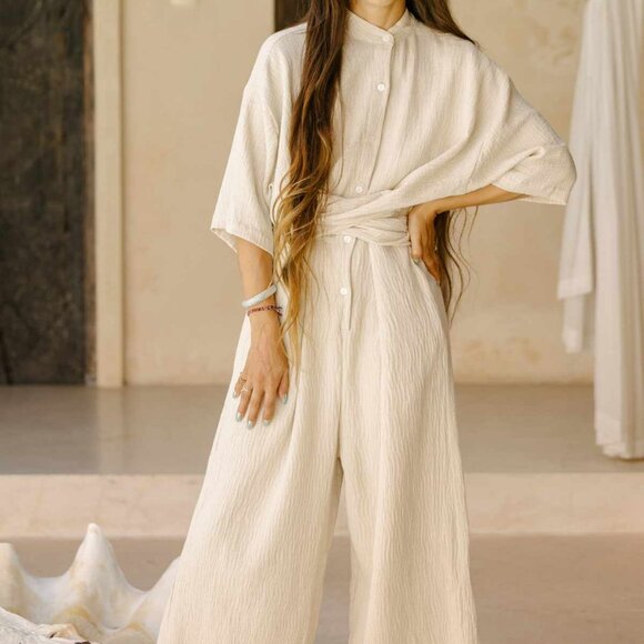 NWT Nothing Fits But STONE WASHED LINEN JUMPSUIT - Picture 2 of 5